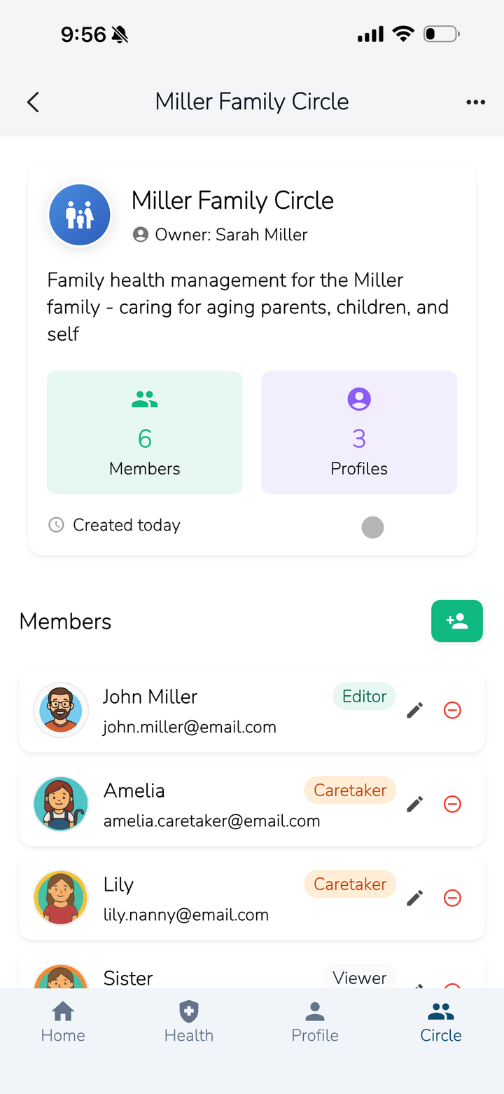 Care Circles Screen